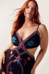NastyGal Plus Size Embroidered Fringe Cut Out Mini Dress thumbnail 3
