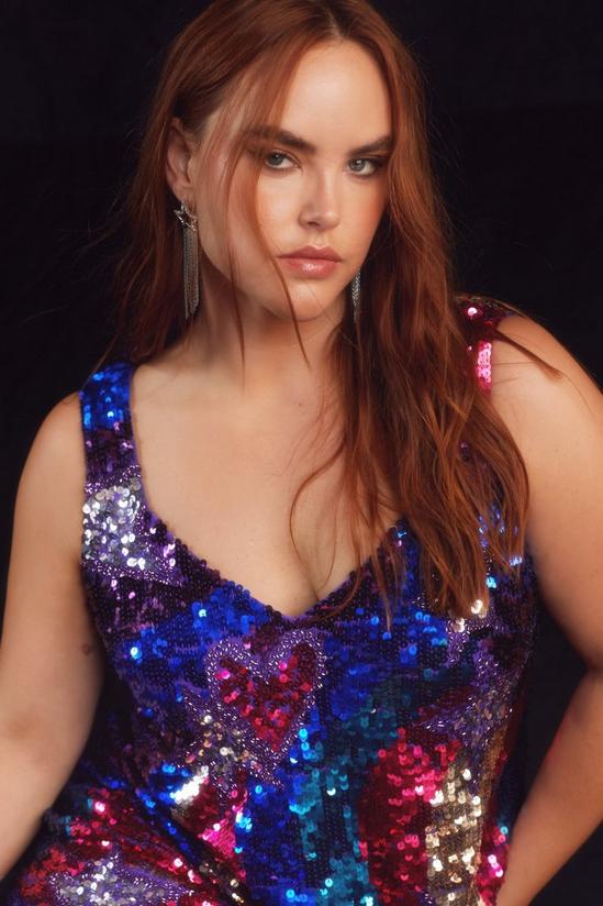 NastyGal Plus Size Sequin Star And Heart Mini Dress 3