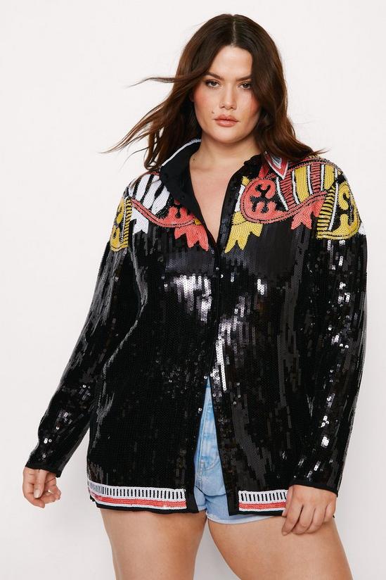 NastyGal Plus Size Country Star Sequin Shirt 1