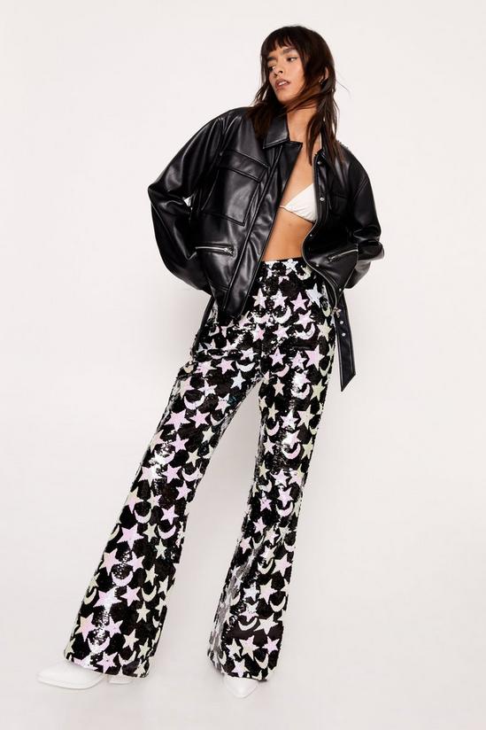 NastyGal Star and Moon Sequin Trousers 3