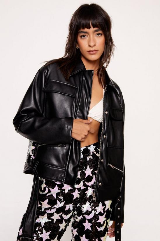 NastyGal Star And Moon Sequin Faux Leather Biker Jacket 3