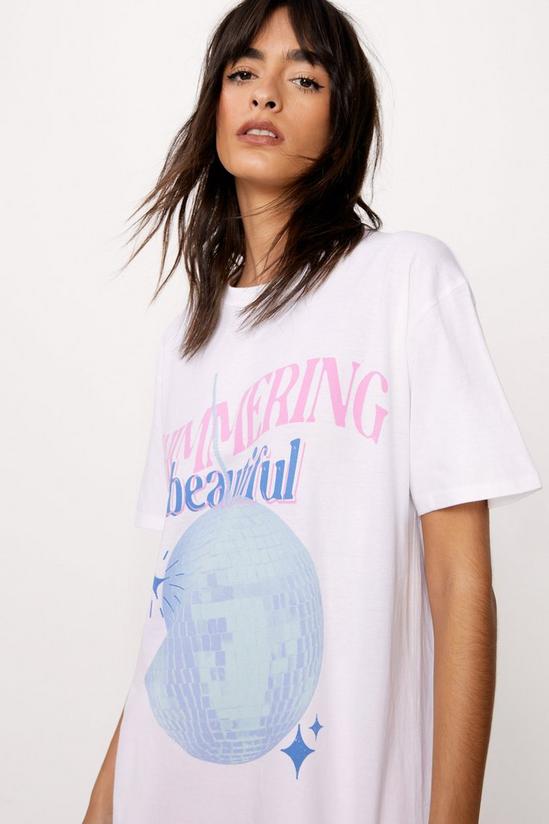 NastyGal Shimmering Beautiful Graphic Oversized T-shirt 3