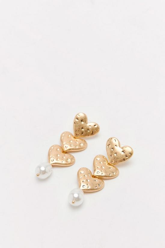 NastyGal Heart Pearl Drop Earrings 3