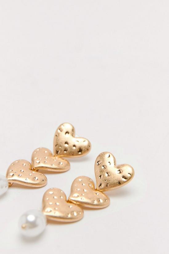 NastyGal Heart Pearl Drop Earrings 4