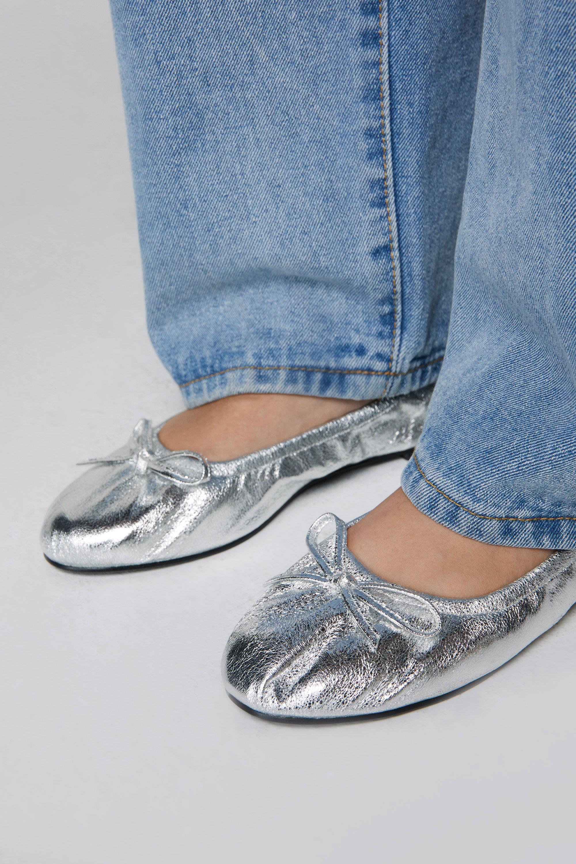 Metallic hot sale flats womens