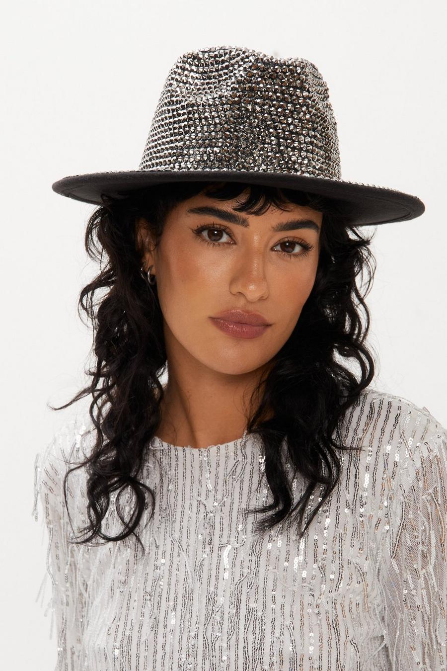 Black Diamante Embellished Cowboy Hat