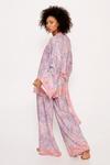 NastyGal Paisley Splice Bralette Wrap Kimono Pajama Pants 3pc Set thumbnail 3