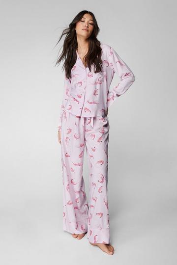 Pink Rayon Shrimp Stripe Pajama Pants Set
