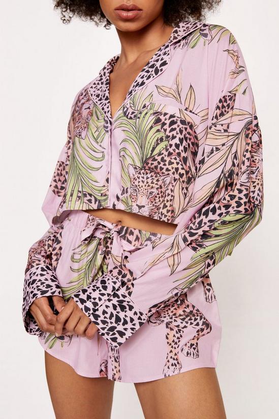 NastyGal Rayon Cheetah Long Sleeve Pajama Shorts Set 4