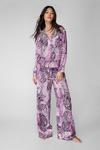 NastyGal Cheetah Print Long Sleeve Pyjama Trouser Set thumbnail 1