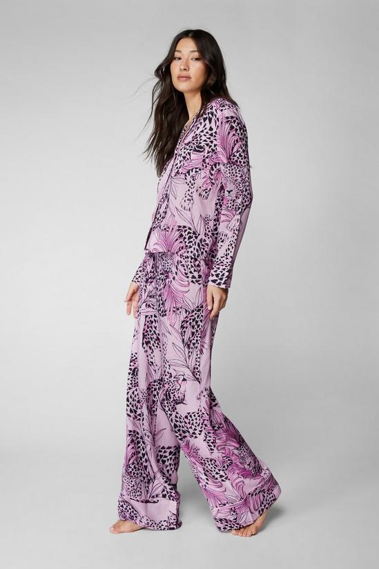NastyGal Cheetah Print Long Sleeve Pyjama Trouser Set 2