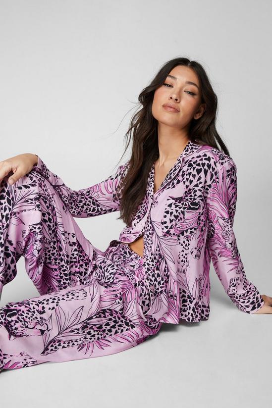 NastyGal Cheetah Print Long Sleeve Pyjama Trouser Set 3