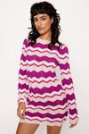NastyGal Multicolor Stripe Crochet Open Back Mini Dress thumbnail 2