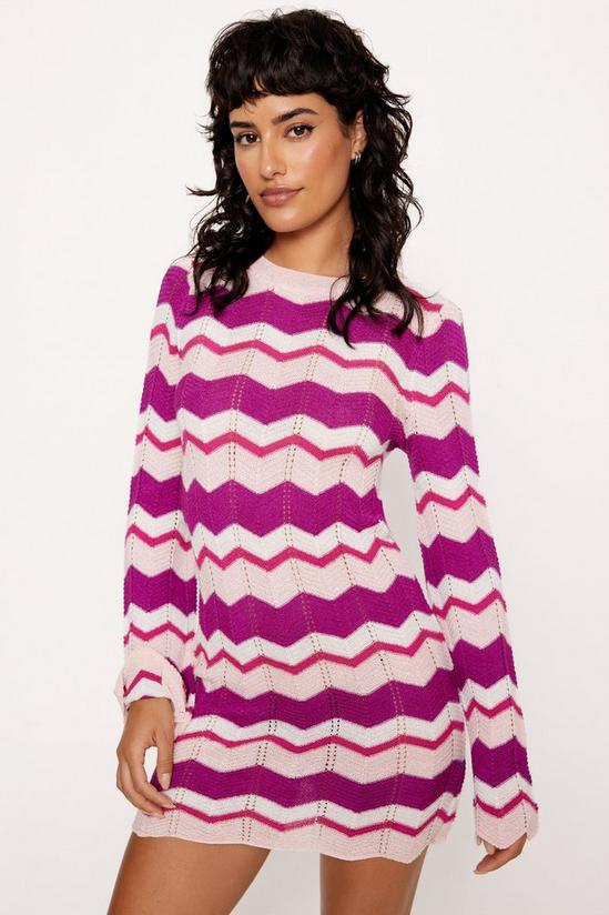 NastyGal Multicolor Stripe Crochet Open Back Mini Dress 2