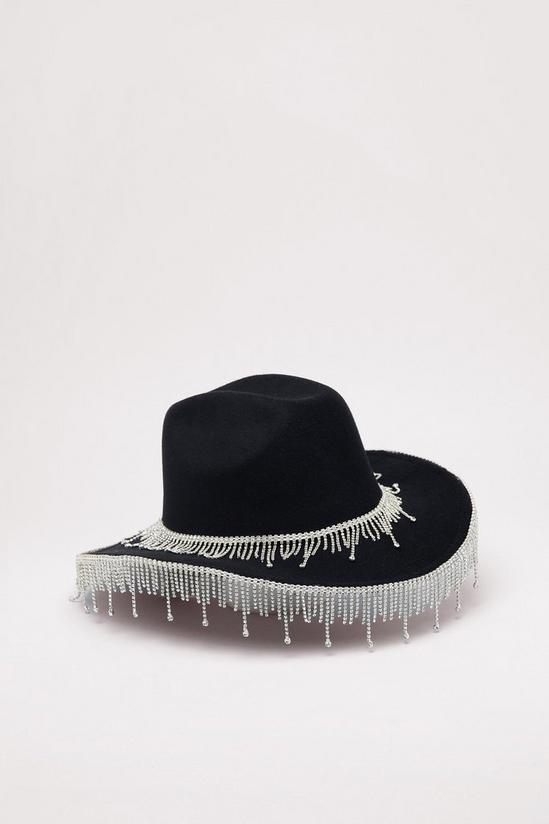 NastyGal Diamate Double Fringe Embellished Cowboy Hat 3