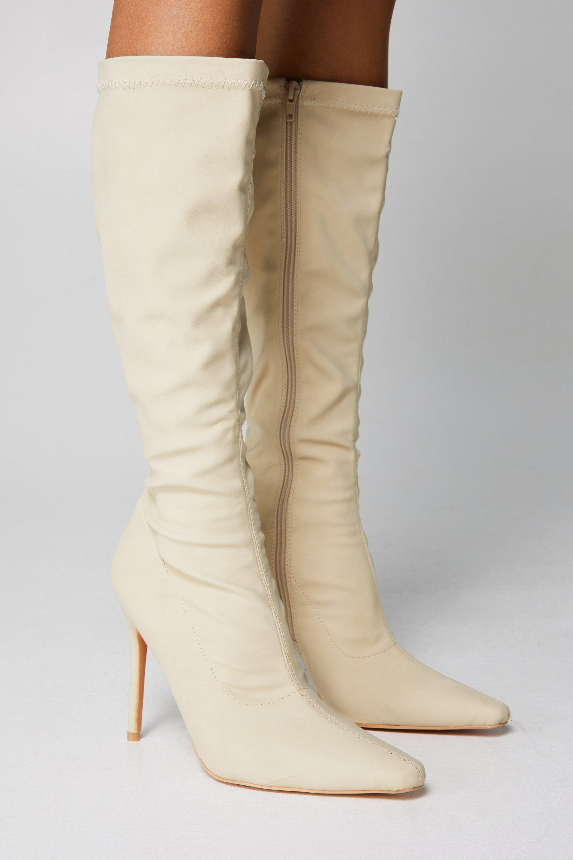 Faux leather best sale thigh boots