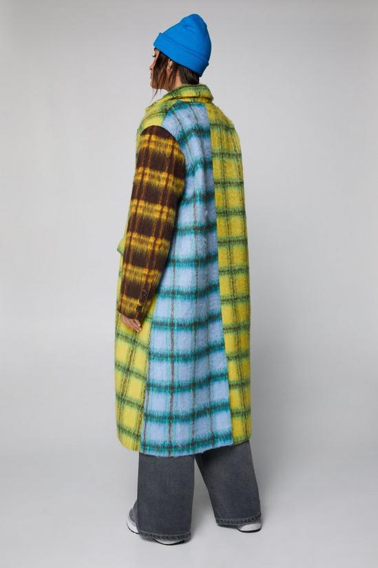 NastyGal Wool Look Contrast Plaid Panelled Coat 4