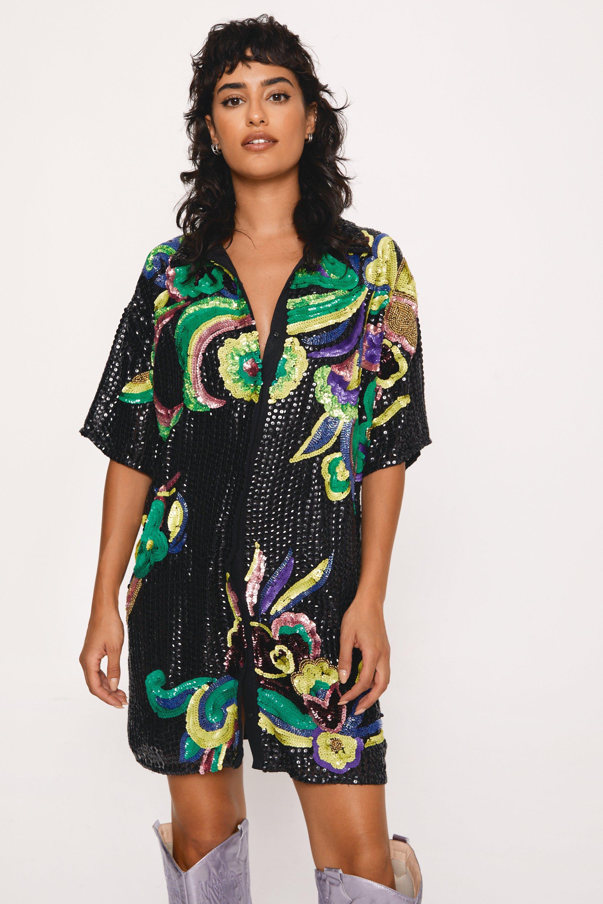 Boohoo floral 2025 shirt dress