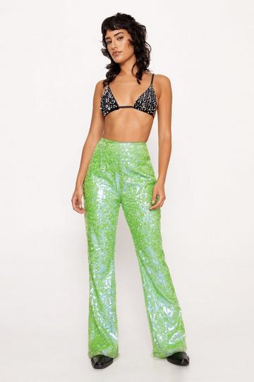 Premium Sequin Flare Pants blue