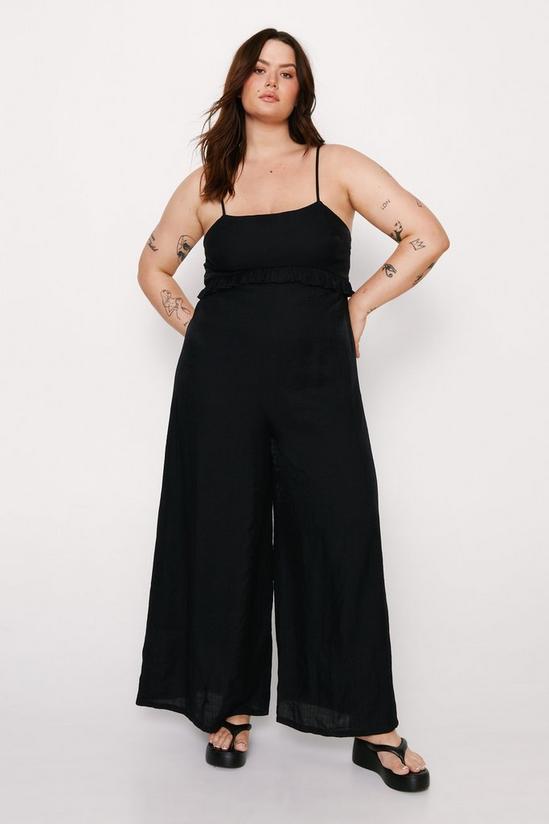 NastyGal Plus Size Ruffle Crinkle Strappy Jumpsuit 1