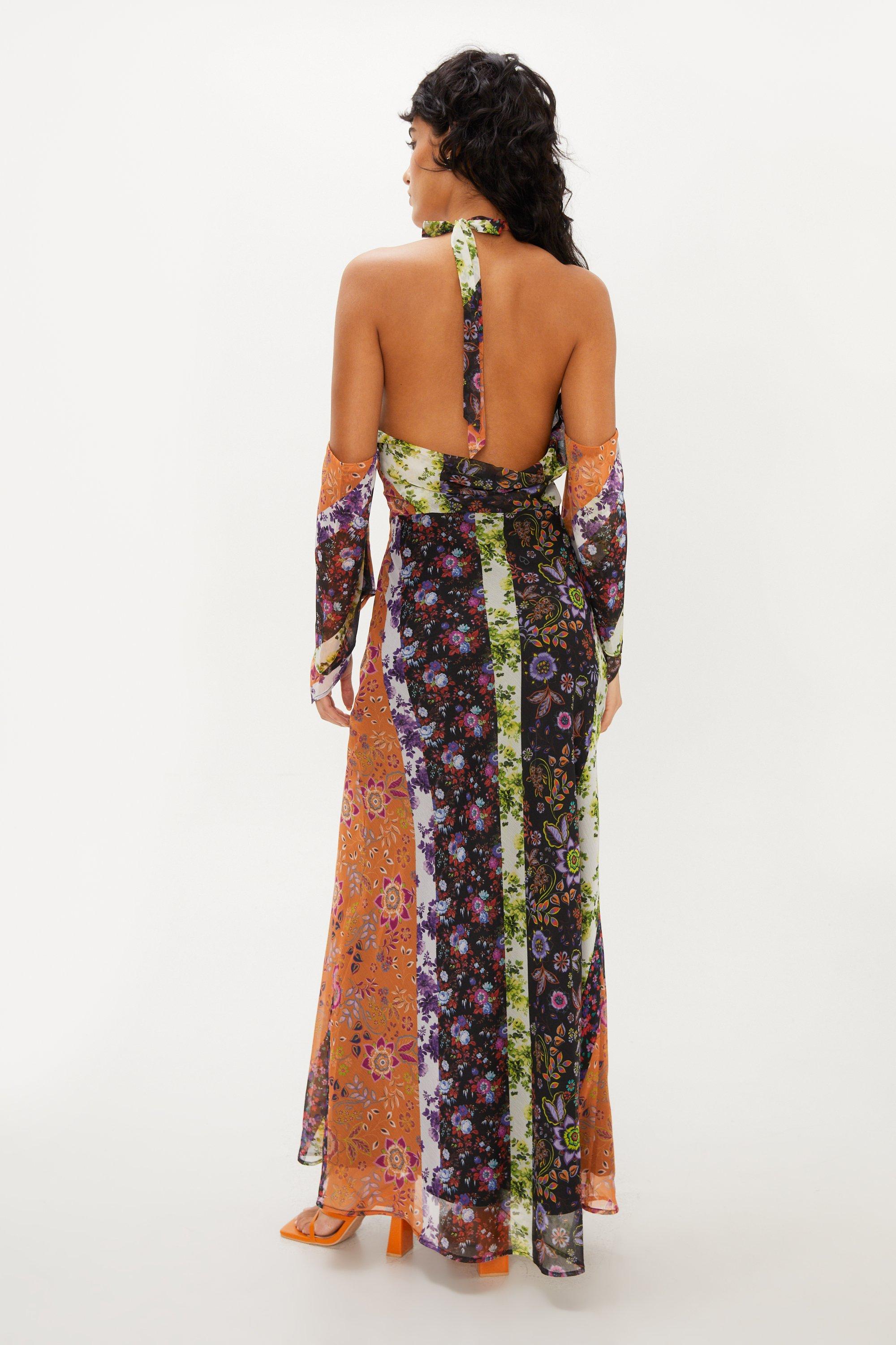 Boohoo scarf print maxi hot sale dress