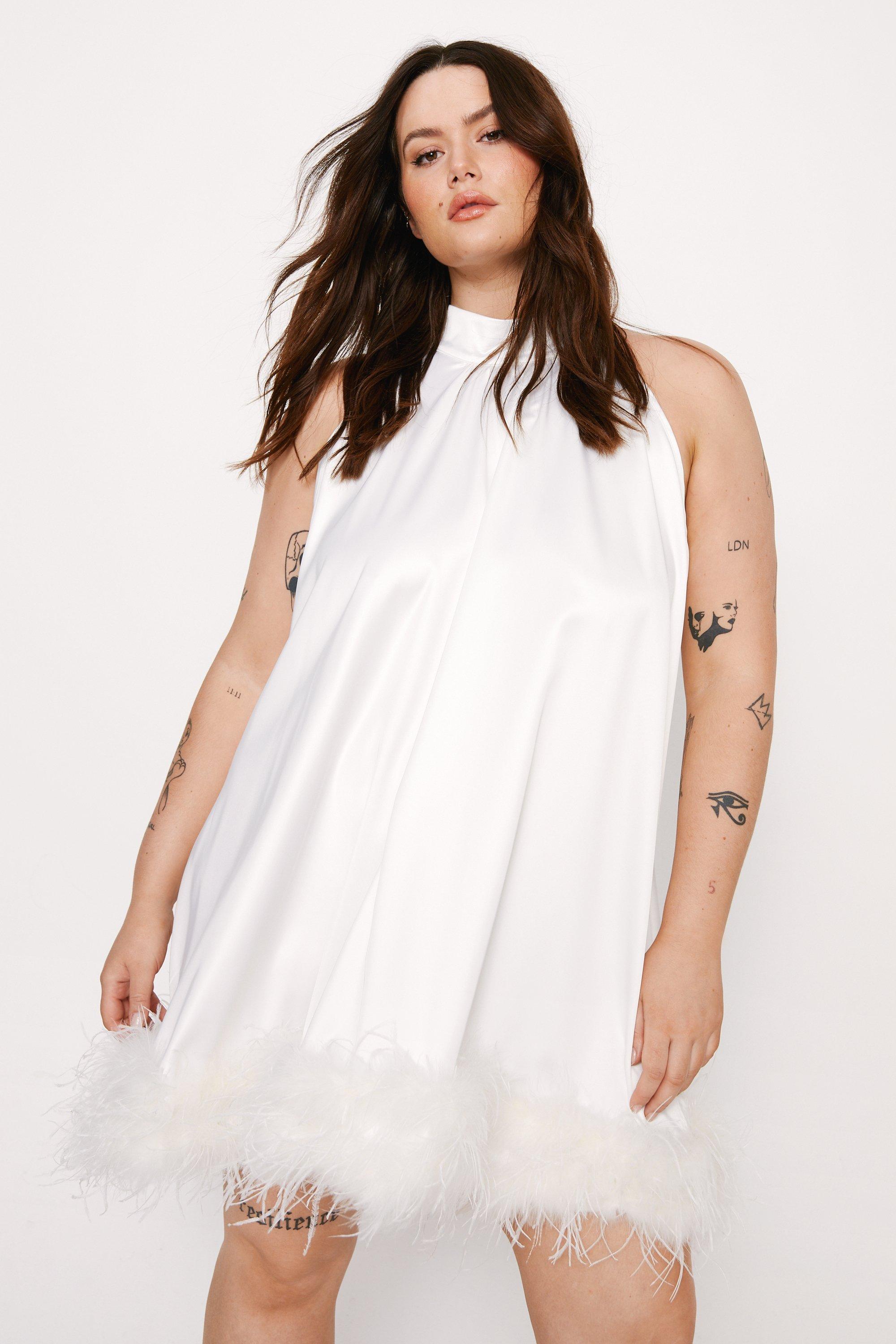 Boohoo white clearance dress plus size