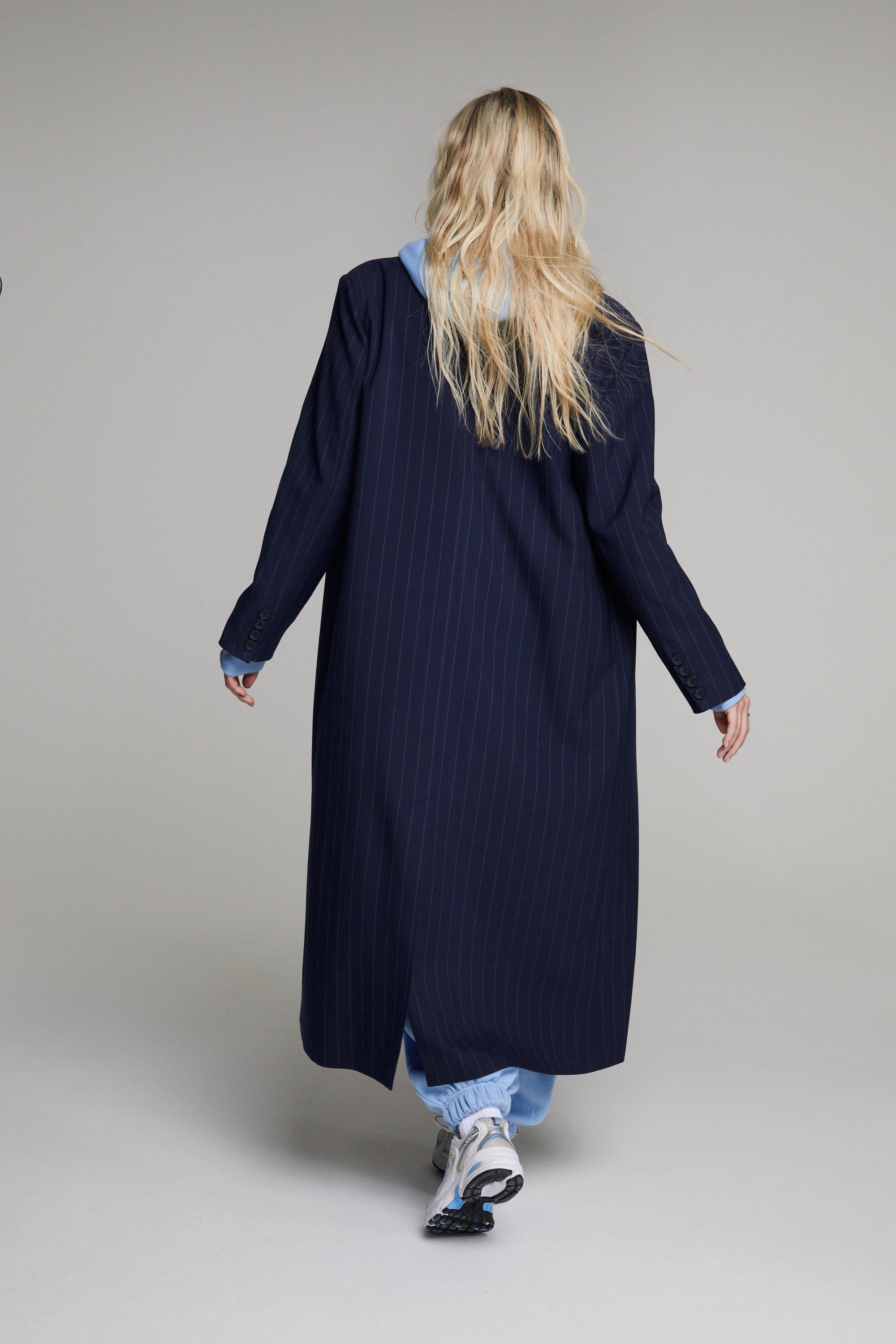 Navy duster coat womens best sale