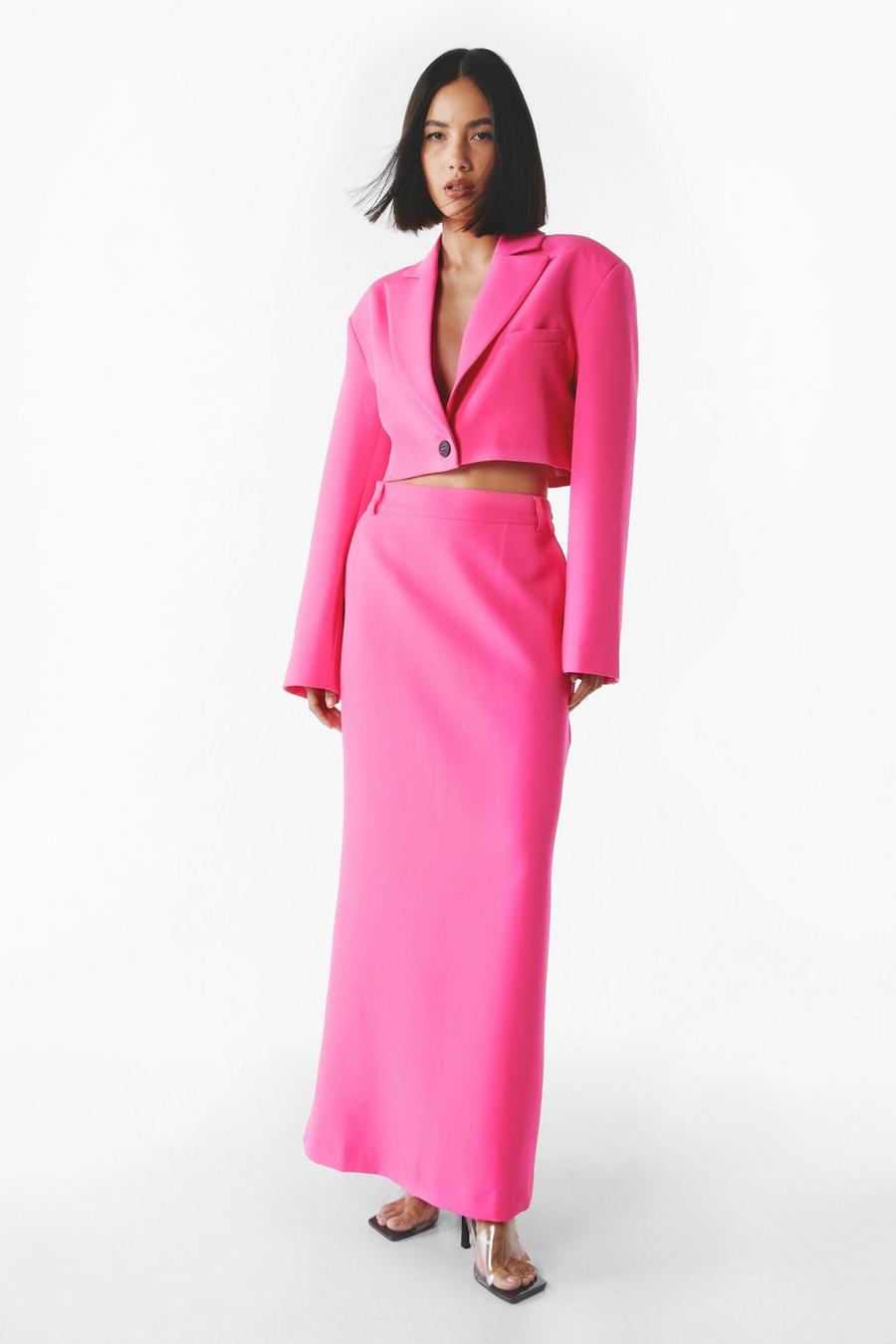 Hot pink  Premium Tailored Maxi Skirt 