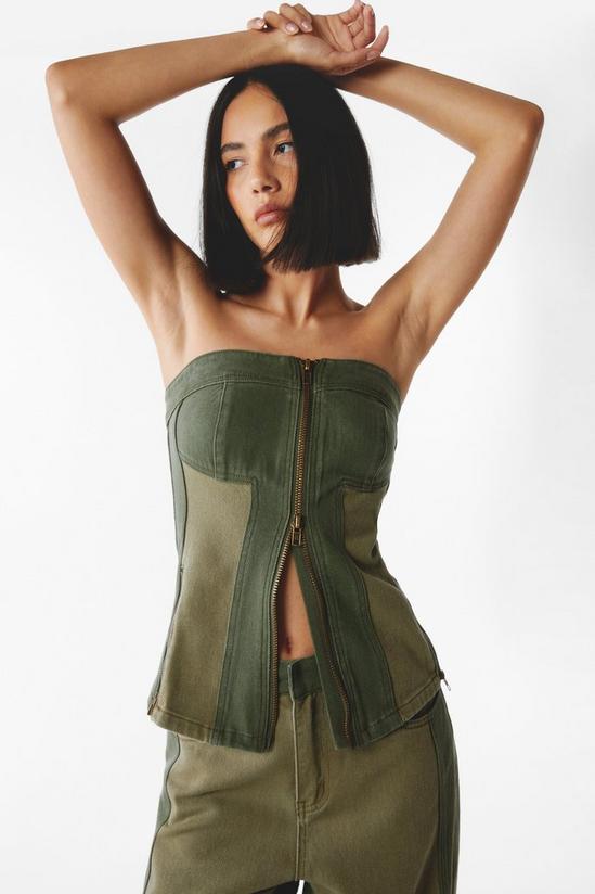 NastyGal Two Tone Twill Strapless Corset Top 1