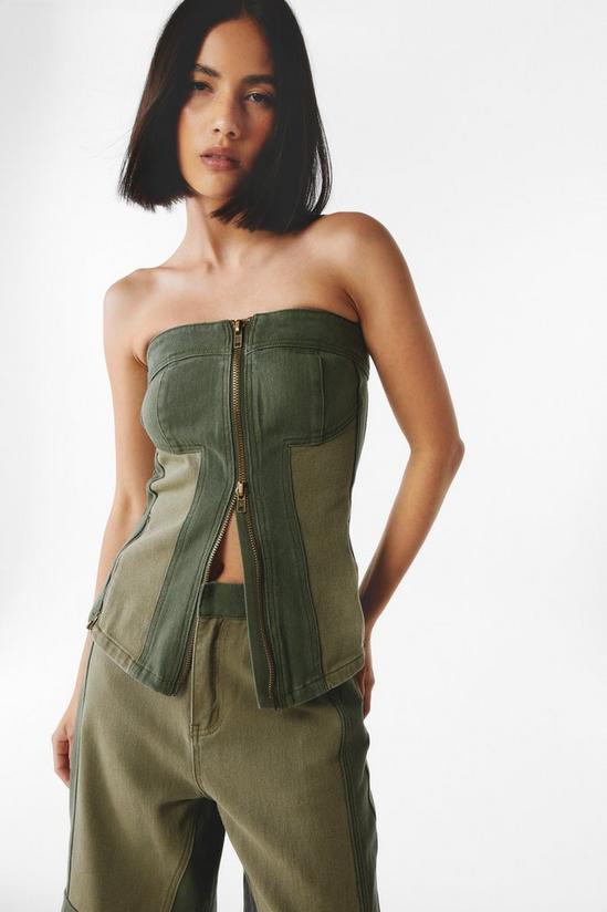 NastyGal Two Tone Twill Strapless Corset Top 2