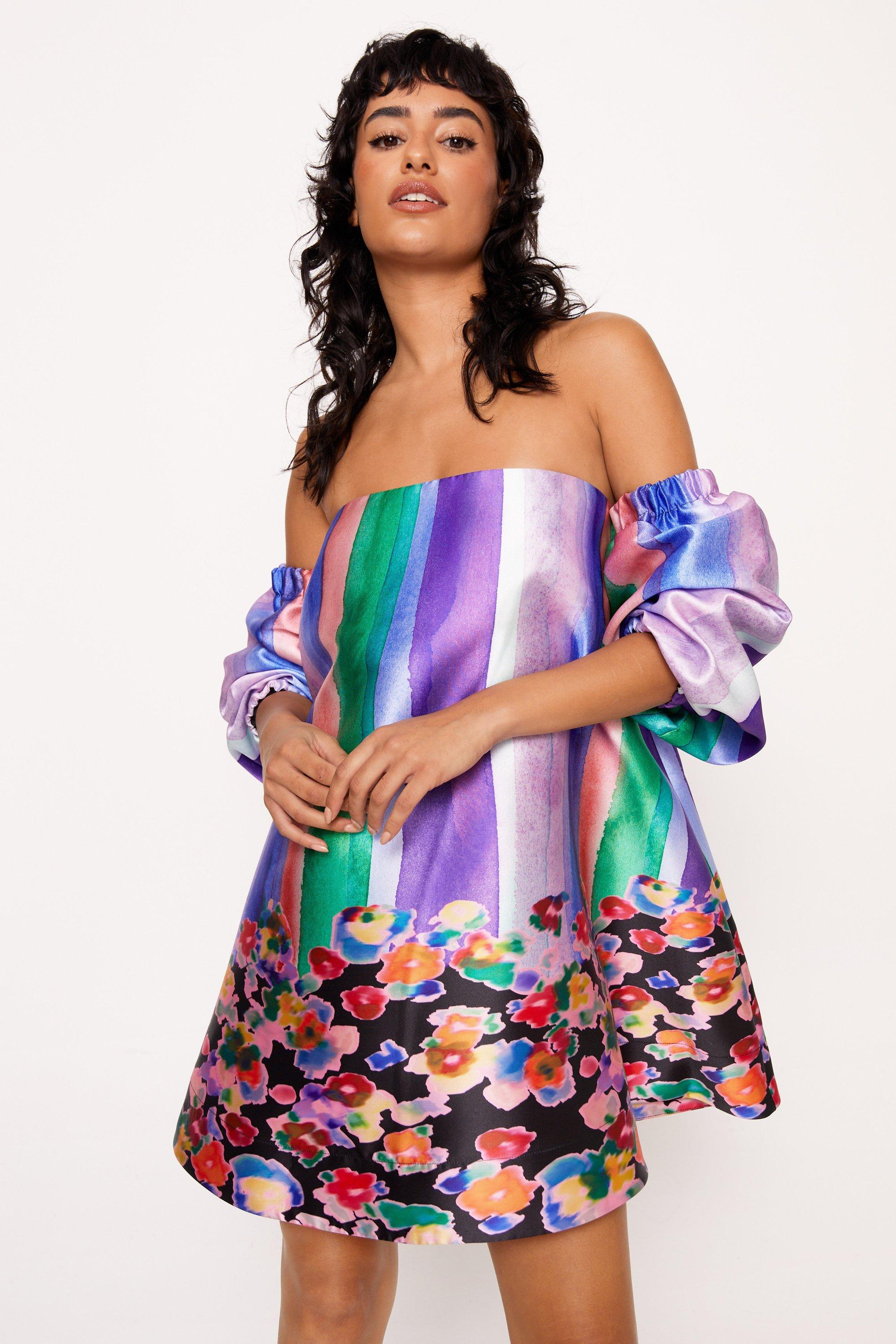 Plunge Extreme Batwing Sleeve Mini Dress | boohoo UK