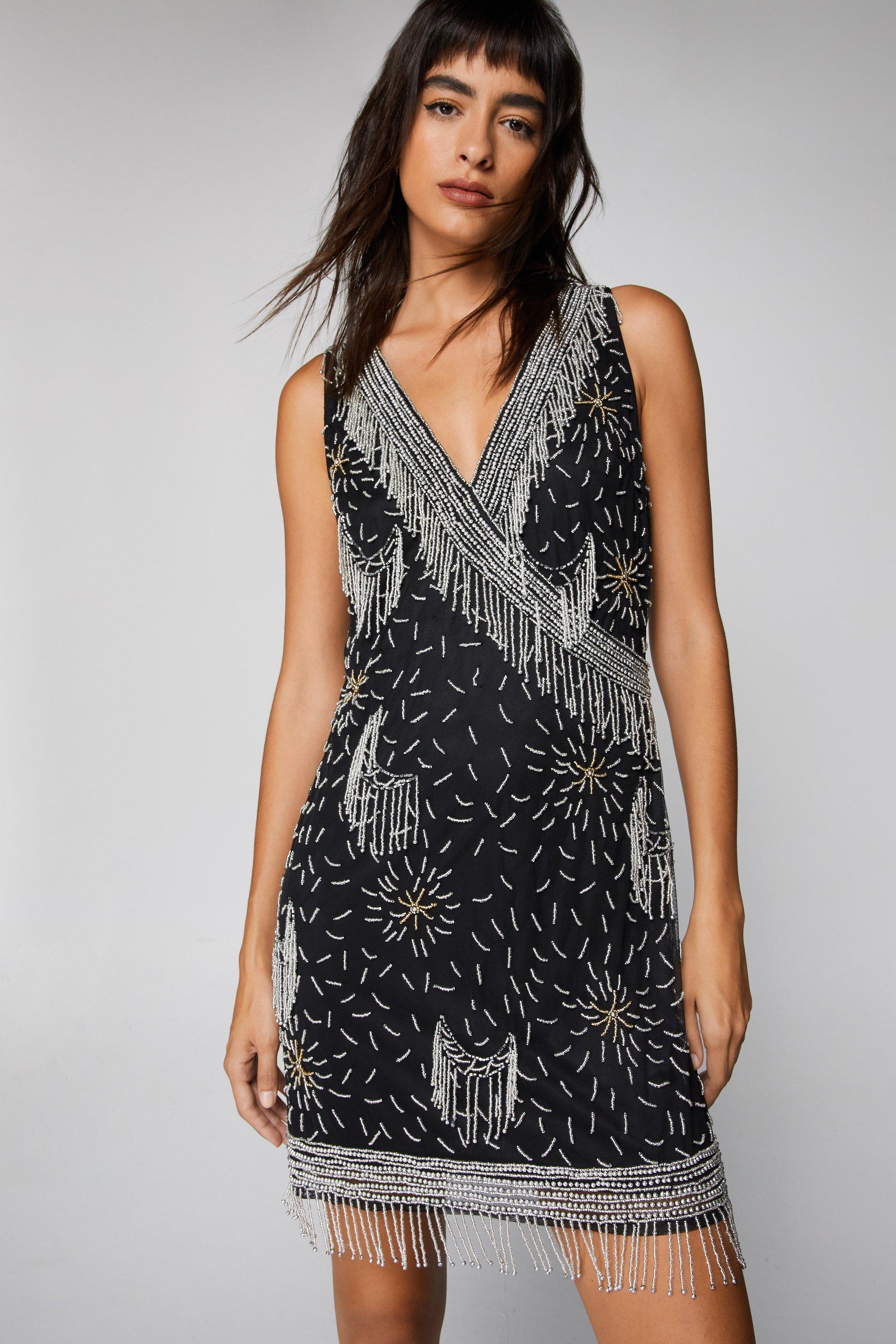 Boohoo beaded outlet dress