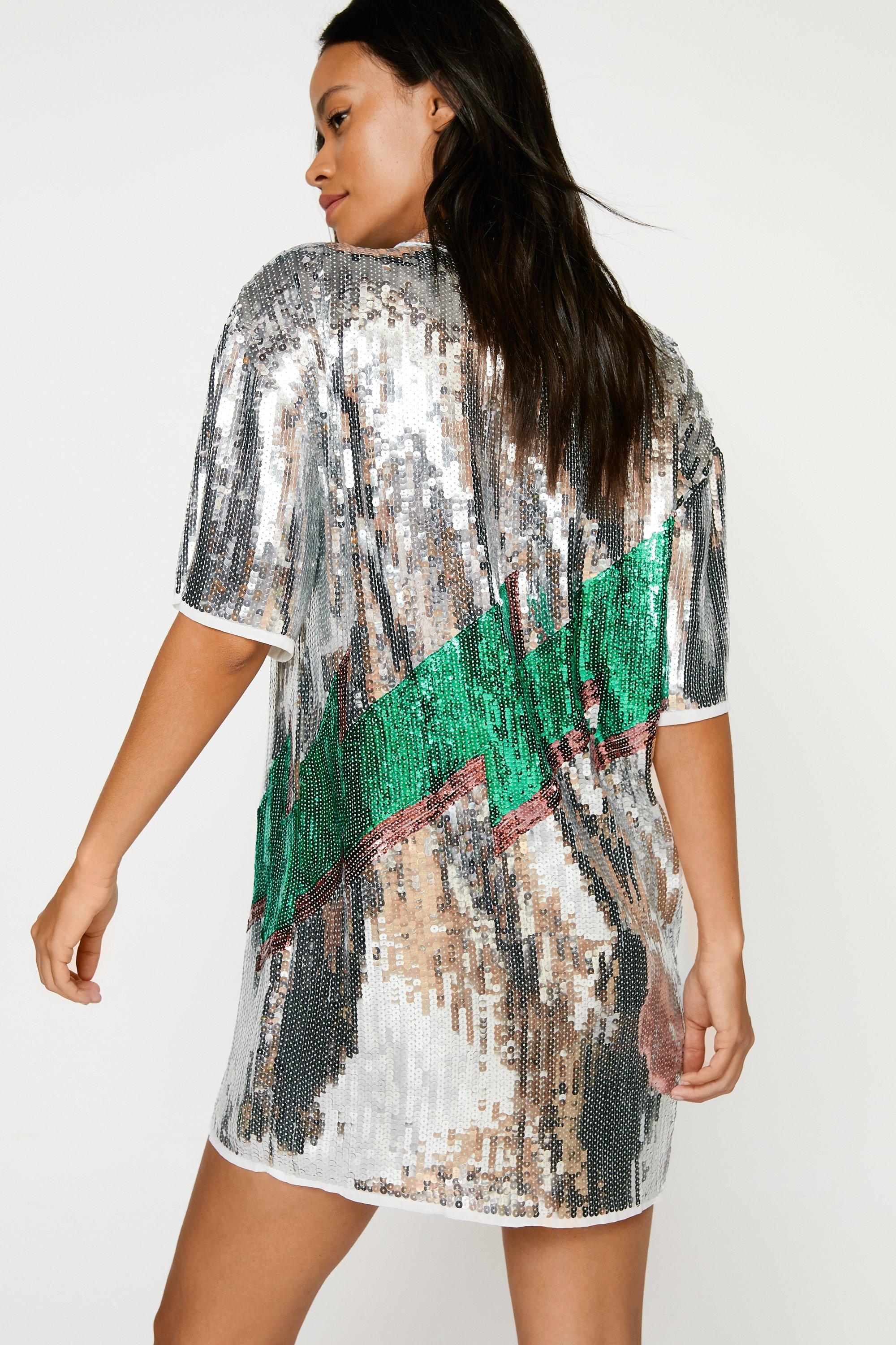 Silver sequin shirt dress sale