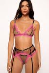 NastyGal Floral Embroidered Scallop Triangle 3pc Lingerie Set thumbnail 1