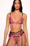 NastyGal Floral Embroidered Scallop Triangle 3pc Lingerie Set thumbnail 3