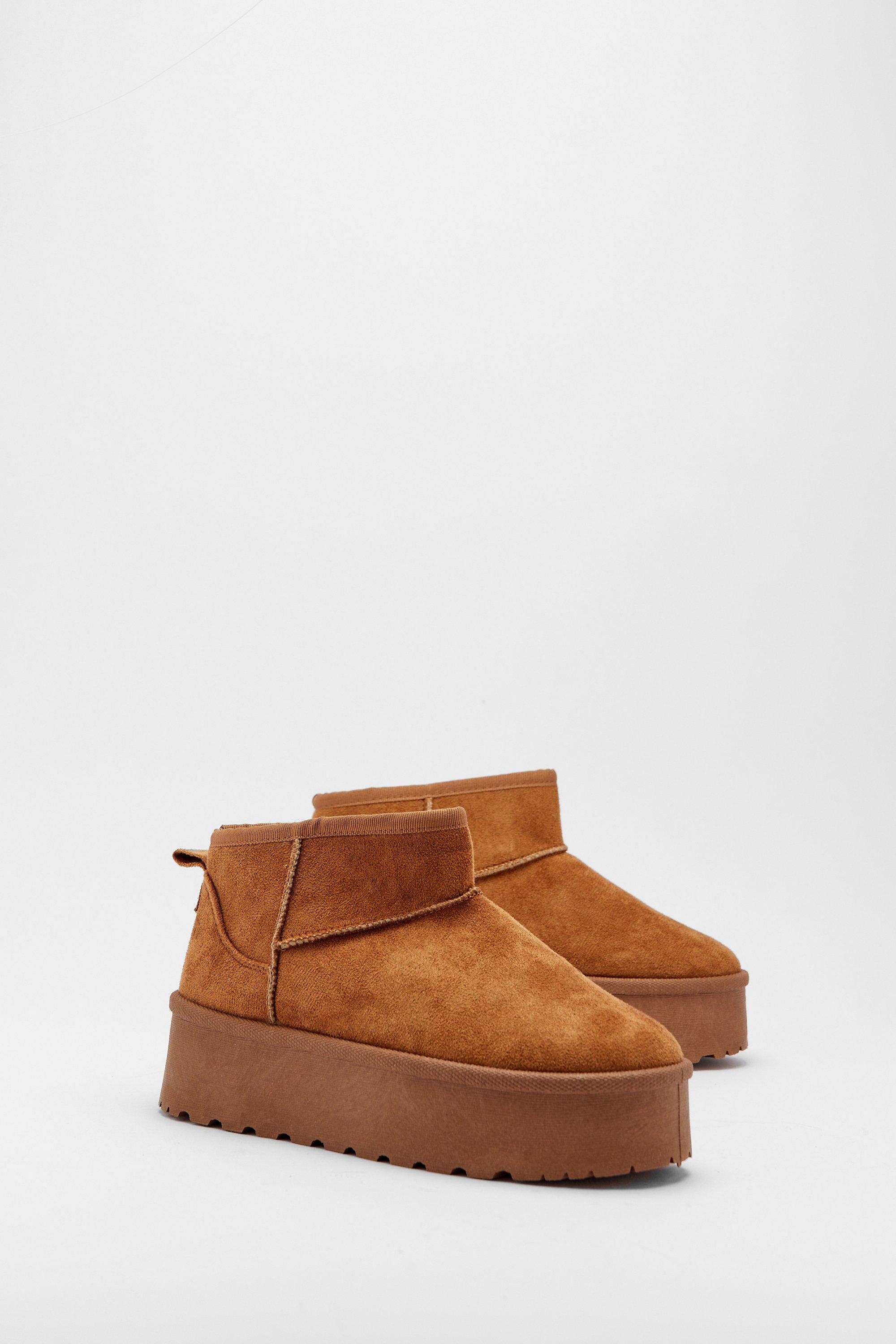 Faux Suede Platform Ankle Boots