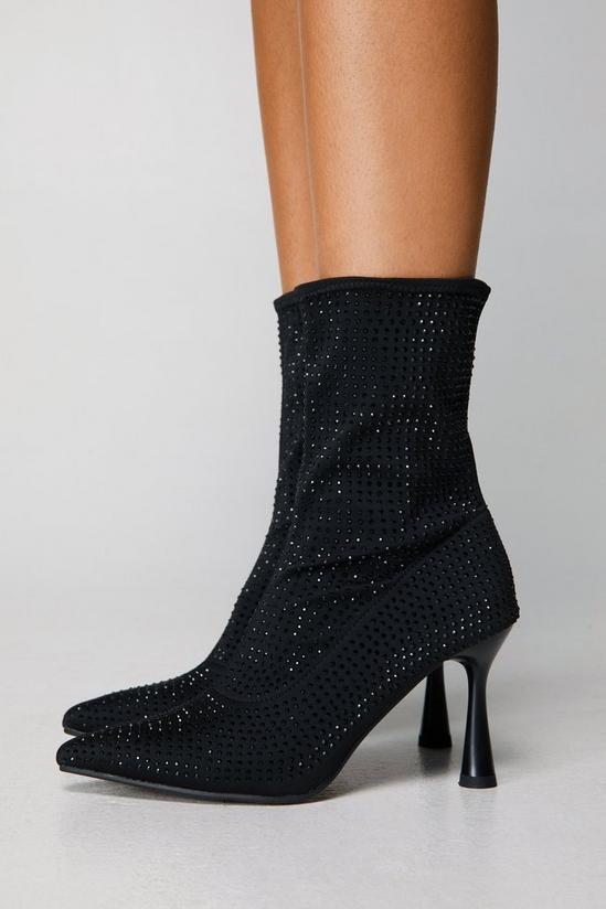 NastyGal Embellished Pointed Toe Ankle Sock Boots 2