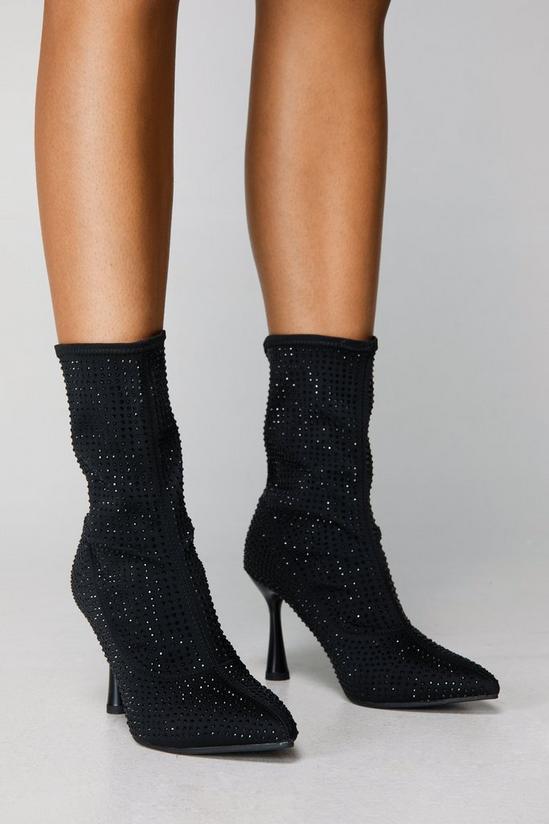 NastyGal Embellished Pointed Toe Ankle Sock Boots 3