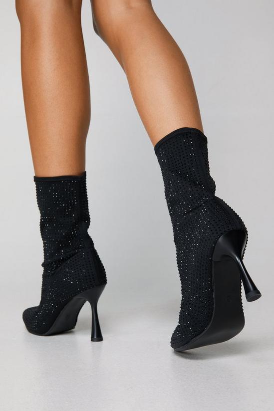 NastyGal Embellished Pointed Toe Ankle Sock Boots 4