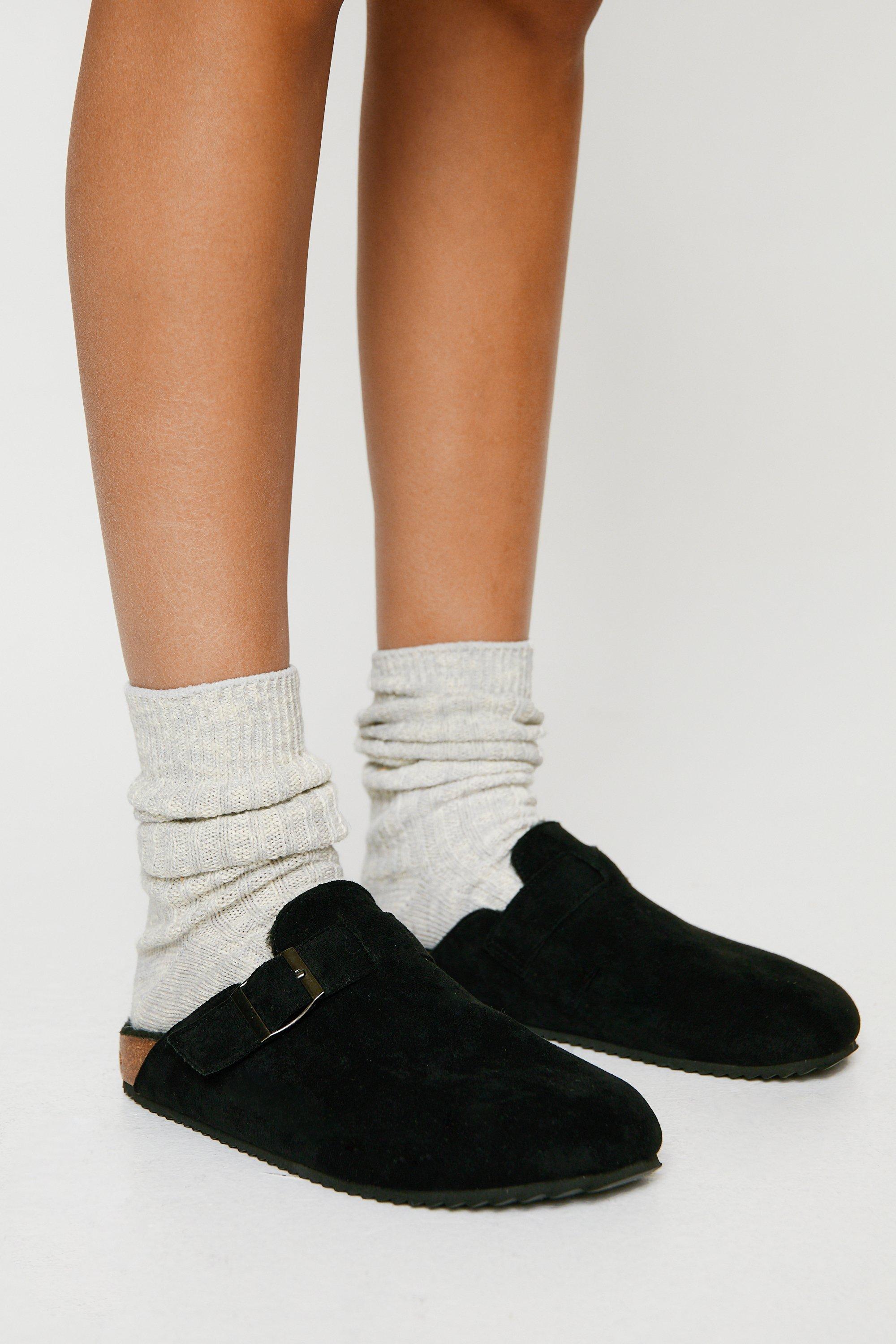 Black suede best sale mules flat