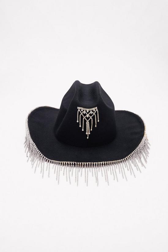 NastyGal Diamante Tassel Detail Cowboy Hat 3