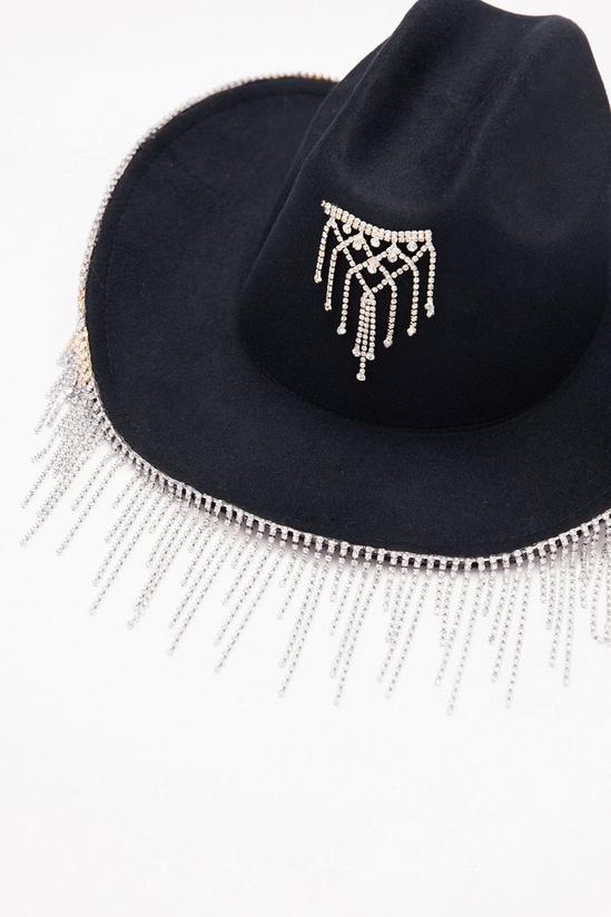NastyGal Diamante Tassel Detail Cowboy Hat 4