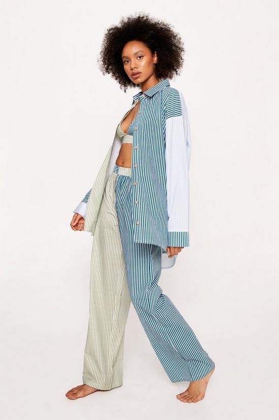 NastyGal Cotton Poplin Colorblock Stripe Pajama Pants 3pc Set 1