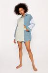 NastyGal Cotton Poplin Colorblock Stripe Oversized Shirt & Shorts Pajama Set thumbnail 2