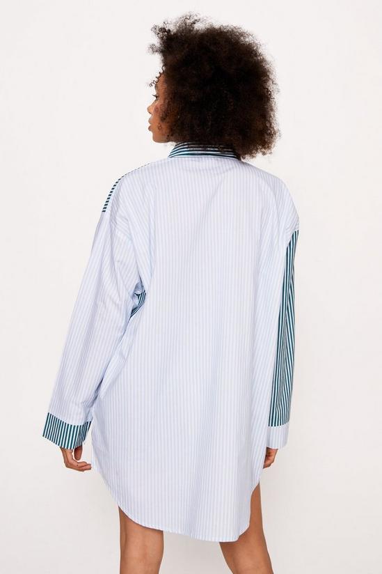 NastyGal Cotton Poplin Colorblock Stripe Oversized Shirt & Shorts Pajama Set 3