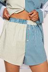 NastyGal Cotton Poplin Colorblock Stripe Oversized Shirt & Shorts Pajama Set thumbnail 4