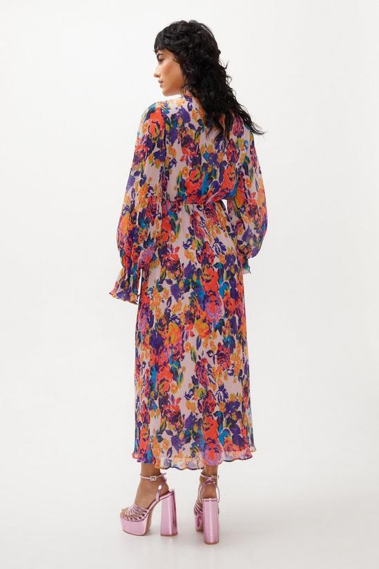 NastyGal Floral Print Pleated Maxi Dress 4