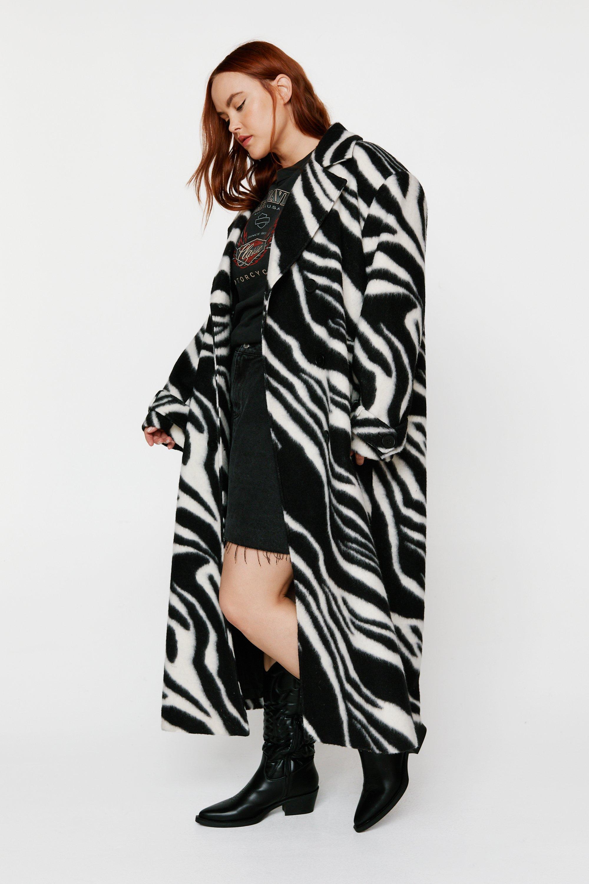 Plus Size Premium Wool Blend Animal Swing Coat