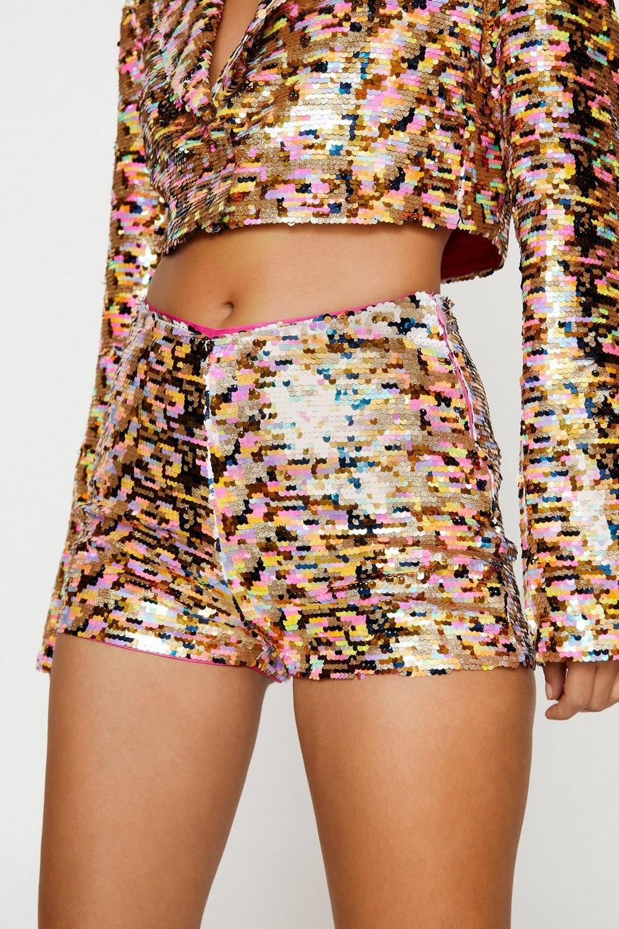 Gold Glitter Sequin Booty Shorts