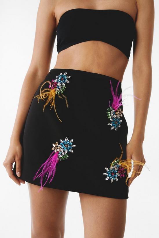 NastyGal Premium Embellished Diamante Feather Skirt 3